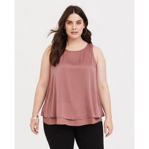 Torrid Walnut Georgette Double Layer Tank Top‎ Size 4 4XL Split Back Blouse